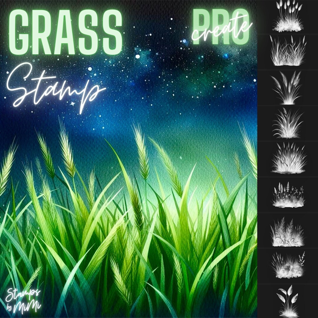 Procreate Stamps of GRASS, Procreate Bundle of Grass for Digital