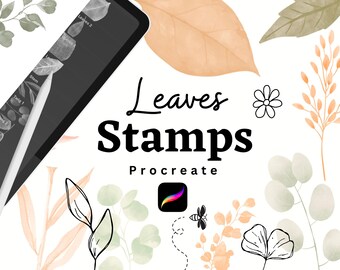 Leaves Procreate Watercolor Stamps, Tree Stamps for Procreate, Watercolor Grass Procreate Stamp, Watercolor Procreate Stamps