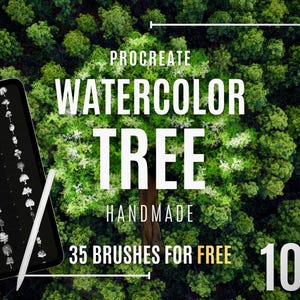 100 Procreate Watercolor Tree Stamps/Brushes, Watercolor Realistic Brushes, Procreate Foliage Stamps