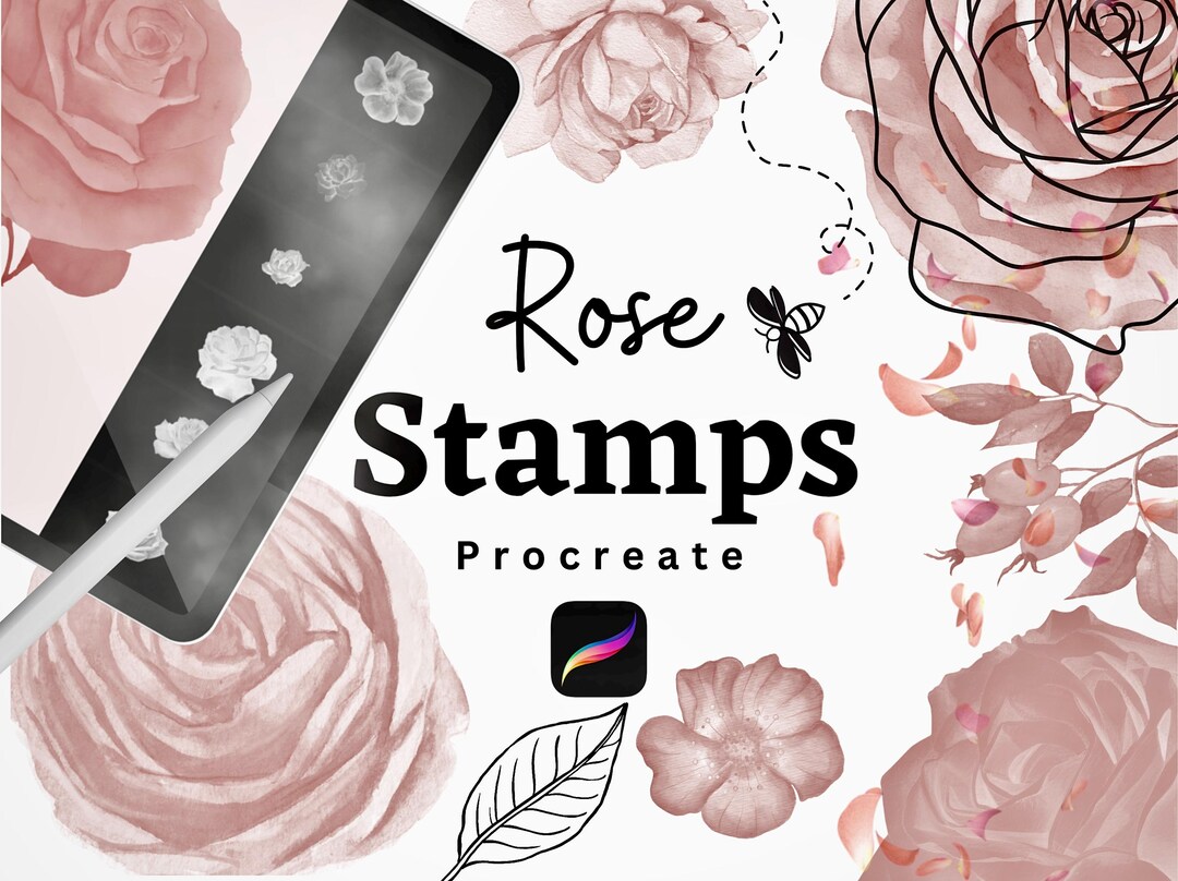 Procreate Watercolor Rose Stamps | Hand-painted Rose Brushes for ...
