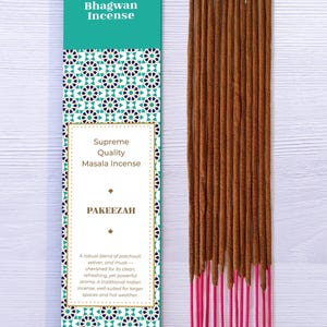 Pakeezah Incense Sticks by Bhagwan Incense - Natural Premium Traditional Indian Flora agarbatti patchouli, vetiver, musk blend 15g