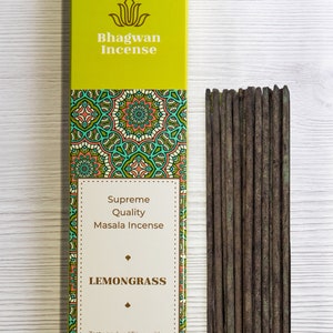 Lemongrass Natural Incense Sticks - Bhagwan Incense Luxury Flora Incense Sticks Natural Citrusy Incense  for Home Yoga Meditation SPA 15g