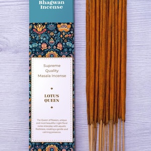 Bastoncini di incenso Lotus Queen - Bhagwan Incense Agarbatti naturale premium per purificazione, purificazione, yoga, meditazione, aromaterapia 15 g