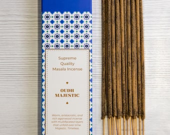 Oudh Majestic Premium Incense Sticks - Bhagwan Incense Luxury Agarwood Woody Incense High Quality for Yoga Meditation Pilates Relaxation 15g