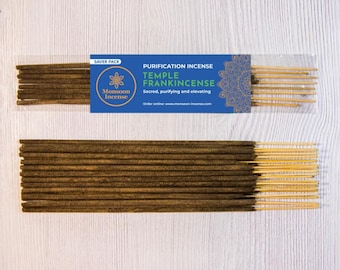 Temple Frankincense Incense Sticks, Deep Resinous Grounding Church Cathedral Woody Sacred Purifying  Home Scent | 15g, 100g & 250g packs