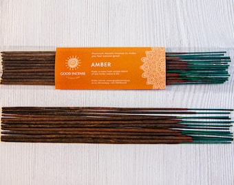 Amber wierookstokjes - natuurlijke premium Indiase wierook | Houtachtig aroma voor yoga, meditatie, aromatherapie, zuivering, ontspanning, spa - 15 g