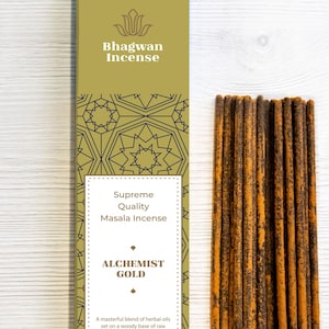 Alchemist Gold Premium Incense Sticks - Bhagwan Incense Natural Premium Quality Masala Incense for  Meditation Aromatherapy Purification 15g