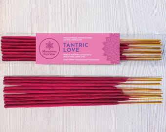 Tantric Love Natural Incense Sticks for Couples | Rose Musky Bergamot Soft Woody Base Uplifting Yoga Love Meditation Tantra Agarbatti | 15g