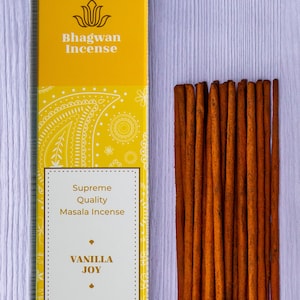 Vanilla Joy Incense Sticks - Premium Natural Indian Incense by Bhagwan Incense | For Yoga, Meditation, Relaxation, Spa, Aromatherapy 15g