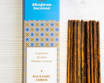 Balsamic Amber Incense sticks - Bhagwan Incense Natural Indian Incense Woody Incense Sticks Premium Incense for Yoga Pilates Meditation 15g