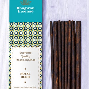 Royal Oudh Incense Sticks - Bhagwan Incense Luxury Natural Agarwood Incense Agarbatti Yoga Meditation Relaxation SPA Sufi Arabic Incense 15g