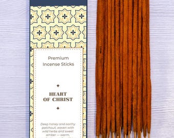 Heart of Christ Incense Sticks, Sacred Florals Amber Hand Rolled Christian Incense, Sacred Devotion Prayer Incense, Comfort Gift 15g