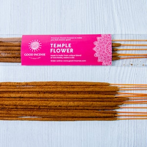 Temple Flower Incense Sticks | Natural Flora Premium Indian Agarbatti by Good Incense | Yoga, Meditation, Relaxation, Spa, Massage 15g