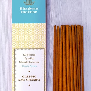 Classic Nag Champa – Original 1968 Blend Incense Sticks Premium Agarbatti by Bhagwan Incense | Creamy Aroma for Yoga, SPA, Aromatherapy 15g