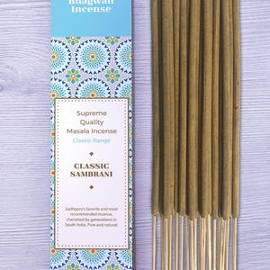 Classic Sambrani – Pure Benzoin Blend Incense Sticks - Natural Benzoin & Loban by Bhagwan Incense | For  Yoga, Meditation, Purification 15g