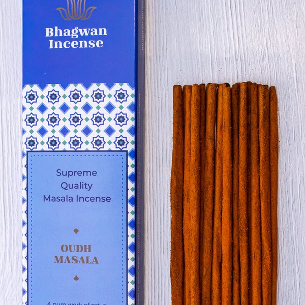Oudh Masala Incense - Bhagwan Incense Natural Agarwood Incense Sticks for Yoga Pilates Meditation Relaxation SPA Sufi Arabic Incense 15g