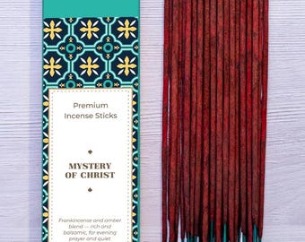 Mystery of Christ Incense Sticks, Frankincense Amber Hand Rolled Christian Incense, Evening Vespers Prayer Incense, Contemplation Gift 15g