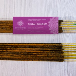 Floral Bouquet Natural Incense Sticks - Premium Masala Incense Floral & Citrusy blend for Yoga, Meditation, Relaxation SPA Aromatherapy 15g