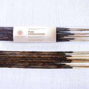 Pure Sandalwood Premium Incense Sticks - Natural Real Sandal incense for Yoga, Meditation, SPA, Aromatherapy, Relaxation, Gift Giving 15g