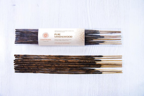 Pure Sandalwood Premium Incense Sticks - Natural Organic Hand-Rolled Handmade Mysore Sandal for Meditation Yoga Aromatherapy Relaxation 15g