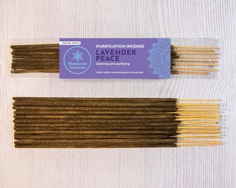 Lavender Peace Incense Sticks, Pure Natural Masala low smoke Hand-rolled agarbatti,  Bedroom Evening Calming aromatherapy Gift 15g 100g 250g