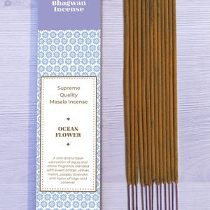 Ocean Flower Incense Sticks by Bhagwan Incense - Natural Premium unique blend of Lotus and Nag Champa  Yoga Meditation SPA Aromatherapy 15g
