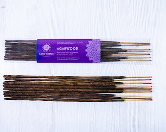 Varitas de incienso premium de madera de agar - Incienso Bakhoor amaderado Oudh natural y puro, enrollado a mano / Para meditación, spa, aromaterapia, regalos - 15 g