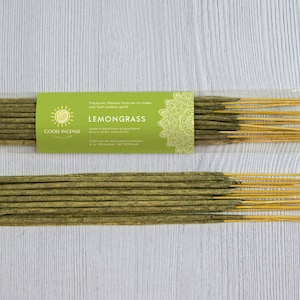 Lemongrass Natural Incense Sticks - Premium Masala Hand Rolled Incense Soft and Gentle Citrusy Woody and Floral Yoga SPA Relaxation Gift 15g