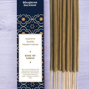 King of Loban Incense Sticks - Bhagwan Incense Sadhguru Recommended Natural Benzoin Sambrani  Incense for Purification Yoga  Meditation 15g