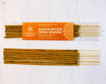 Sandalwood from Heaven Incense Sticks - Natural agarbatti | Creamy Smooth Sandalwood for Yoga, Meditation, Relaxation, SPA, Aromatherapy 15g