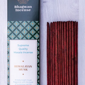 Himalayan Musk Incense Sticks - Natural Luxury low smoke Agarbatti by Bhagwan Incense | For Yoga, Meditation, Relaxation, Aromatherapy 15g