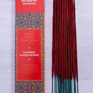 Saffrans-sandelträrökelse - Bhagwan-rökelse Ren tempelkvalitet Träiga rökelsepinnar Arabisk yoga- och meditationsgåva 15g