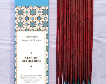 Star of Bethlehem Incense Sticks, Frankincense Myrrh Hand Rolled Christian Incense, Advent Christmas Prayer Incense, Magi Nativity Gift 15g