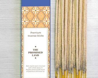 The Promised Land Incense Sticks, Alyssum Myrrh Hand Rolled Christian Incense, Chrism Anointing Prayer Incense, New Beginnings Gift 15g