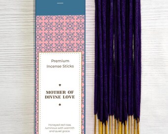 Mother of Divine Love Incense Sticks, Red Rose Honey Frankincense  Hand Rolled Christian Incense, Virgin Mary Rosary Prayer, Marian Gift 15g