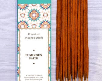 Luminous Faith Incense Sticks, Frankincense Rose Old Orthodox Blend, Monastery Vigil Christian Incense, Jesus Prayer Spiritual Gift 15g