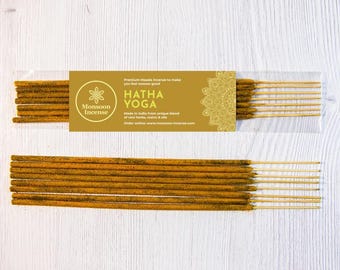 Hatha Yoga Nag Champa Sandalwood Incense Sticks | Hand Rolled Masala Agarbatti |  Gift for Yoga Teacher and Students | 15g, 100g, 250g Packs