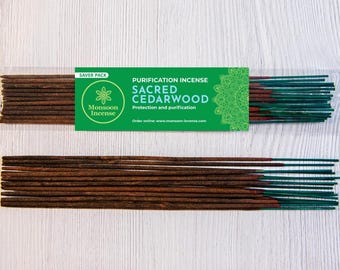 Sacred Cedarwood Incense Sticks, Natural Woody Low-Smoke Agarbatti for Yoga, Meditation, Relaxation & Gentle Purification, 15g 100g 250g