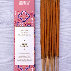Thai Garden Incense Sticks - Bhagwan Incense Natural Premium Tropical floral agarbatti for Holiday Yoga Aromatherapy SPA Massage Tantra 15g