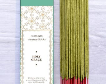 Holy Grace Incense Sticks, Green Rose Low Smoke Hand Rolled Christian Incense, Virgin Mary Morning Prayer Incense, Daily Renewal Gift 15g