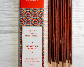 Drakenbloed wierookstokjes - Bhagwan wierook natuurlijk Premium Indiase houtachtige wierookstokjes voor yoga, meditatie, ontspanning, aromatherapie, 15 g