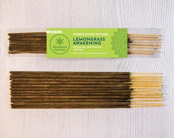 Lemongrass Awakening Incense Sticks, Pure Natural Low Smoke Hand-rolled Masala Incense Uplifting Fresh Citrus SPA Aromatherapy 15g 100g 250g