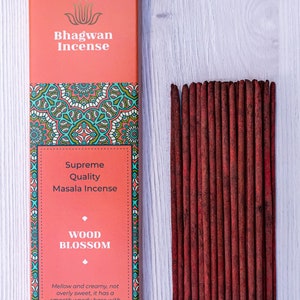 Wood Blossom Incense - Bhagwan Incense Pure Luxury Flora Incense Sticks Temple Grade Quality Incense Yoga Meditation Gift Incense 15g