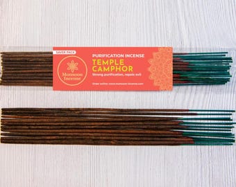 Temple Camphor Masala Incense Sticks, Pure White Strong Indian Agarbatti, Dry Sacred Space Clearing Hindu Traditional Natural Home Fragrance