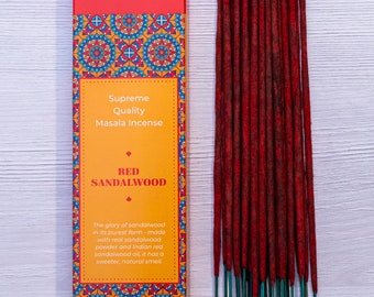 Red Sandalwood Incense Sticks - Bhagwan Incense Natural Indian Woody agarbatti Luxury Premium Incense for Yoga Meditation SPA 15g
