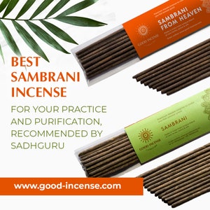 Sambrani from Heaven Rökelsepinnar - Rekommenderad av Sadhguru Naturlig Indisk Rökelse | För Rening, Yoga, Meditation, Avslappning, SPA 15g
