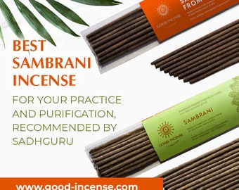 Varitas de incienso Sambrani from Heaven - Incienso natural indio recomendado por Sadhguru / Para purificación, yoga, meditación, relajación y spa 15 g