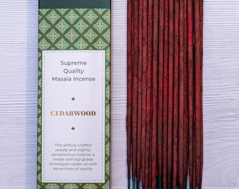 Cederhout wierookstokjes - Bhagwan wierook natuurlijke Indiase houtachtige wierookstokjes Premium kwaliteit wierook voor yoga en meditatie ontspanning 15 g