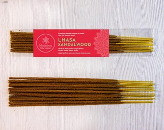 Lhasa Sandalwood Incense Sticks – Sweet & Woody Tibetan Sandalwood, Spicy Resin Notes, Full-Bodied Aromatic Fragrant Sandal 15g