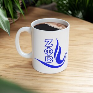 Zeta Phi Beta Dove Ceramic Mug, Sorority Coffee Cup, Blue and White Sorority Gift, Greek Life Tea Mug, 11oz 15oz, Sorority Sister Gift,
